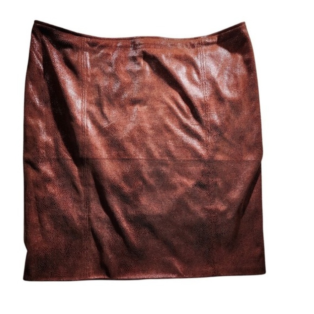 Chico's Faux Leather Skirt Snake Print Pencil Career‎ Chic Size 3
